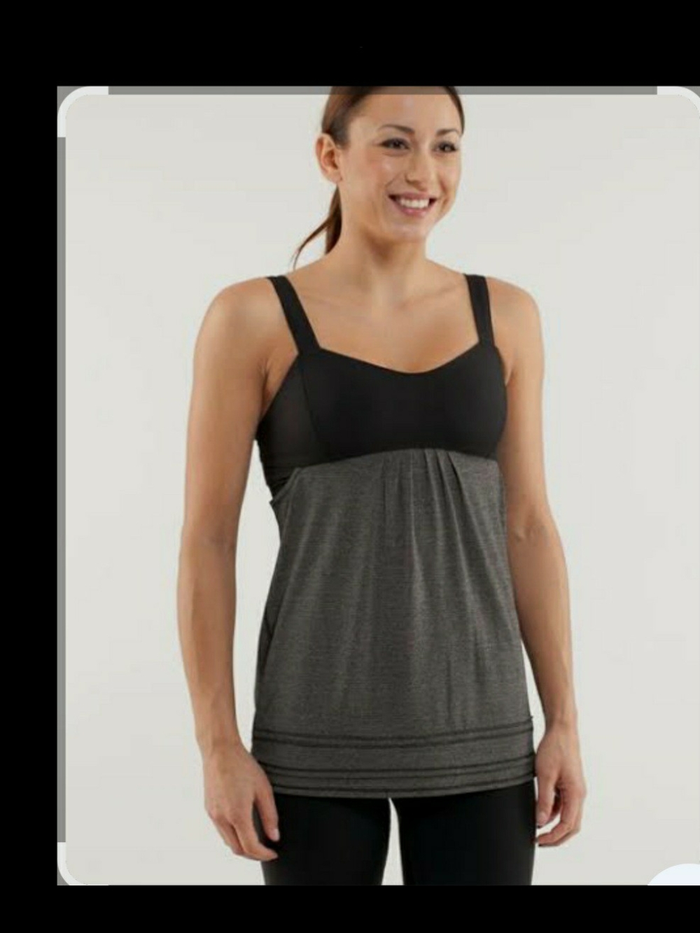 lululemon athletica Black & Charcoal Gray Shelf-Bra Camisole